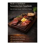 Hulyomer Hub Masif Ceviz & Dişbudak Çizgili El Yapımı Kesme Tahtası, Sunum Tahtası – Premium Steak Servis