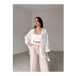 Human Base Kadın Beyaz Oversize Düşük Omuz Uzun Basic Gömlek