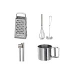 Hümasel 4 Lü Set, Idealısk Rende 2'Li Çırpıcı Seti Frk Koncıs Çelik Sarımsak Ezici Un Eleği Kontef
