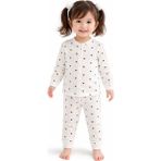 Hümazade Siyah Kalpli Önden Çıt Çıtlı Pijama Takımı - 6 Ay - Beyaz