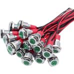 Humble 20 Adet 6mm Metal LED Uyarı Gösterge Işığı Sinyal Lambası Pilot Yerleşik Ekran Işıkları Tel 3 V Yeşil (Yurt Dışından)