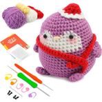 Humble Örgü Ipliği Iğneleri ile Dıy Penguen Tığ Seti Peluş Bebek Kolay (Mor) (Yurt Dışından)