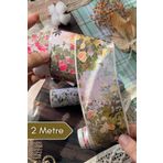 Hume Craft 2 Metre Vintage Pembe Ve Sarı Çiçek Desenli Washi Bant / Washitape / Bullet Journal / Scrapbook /
