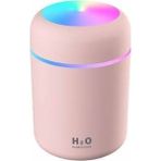 Humidifier Hava Nemlendirici USB Buhar Makinesi Işıklı Oda Araç Aroma Difüzörü H2O - Pembe