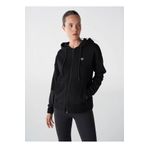 hummel 921774-2001 hmlT-IC ICONA ZIP HOODI Siyah Kapüşon Yaka Bol Kesim Nakışlı Kadın Zip Ceket