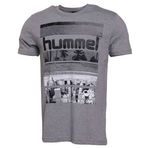 Hummel Dean Erkek Gri Baskılı Bisiklet Yaka Tişört