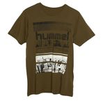 Hummel Dean Erkek Haki Baskılı Bisiklet Yaka Tişört