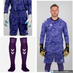 Hummel Line Kaleci Forması+Kaleci Şortu+Profesyonel Çorap Üçlü Takım - Mor - XL