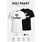 hummel Senes Erkek T-Shirt 2’li Paket Pamuklu Siyah Beyaz