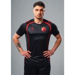 Hummel Target Siyah-Kırmızımilli Takımt-Shirt( Silikon Türkbayrağı Logolu ve Isteğe Bağlı Isim ve Numara Baskısı) - Siyah - Kırmızı