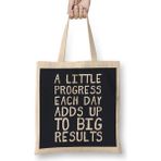 Humuts A Little Progress Each Day Adds Up Gym Inspiration Bez Uzun Saplı Açık Bej Rengi Çanta