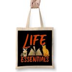 Humuts Adorable Life Essentials Coffee Books Cats Bez Uzun Saplı Açık Bej Rengi Çanta
