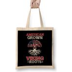 Humuts American Grown With Viking Roots Patriotic Norse Bez Çanta