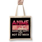 Humuts Anime Makes Me Happy You Not So Much Bez Uzun Saplı Açık Bej Rengi Çanta