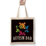Humuts Autism Dad Father Daddy T-Rex Dino Autistic Ribbon Puzzle Bez Uzun Saplı Açık Bej Rengi Çanta
