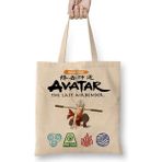 Humuts Avatar Anime Element Fire Water Earth Thunder Wind Bez Uzun Saplı Açık Bej Rengi Çanta