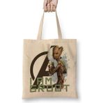 Humuts Avengers I Am Groot Bez Uzun Saplı Açık Bej Rengi Çanta