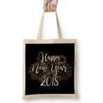 Humuts Awesome Happy New Years 2018 Fireworks Bez Uzun Saplı Açık Bej Rengi Çanta