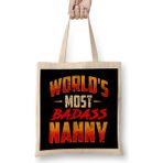 Humuts Awesome World's Most Badass Nanny Cute Babysitter Bez Uzun Saplı Açık Bej Rengi Çanta