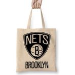 Humuts Basketbol Takımı Brooklyn Nets Bez Uzun Saplı Açık Bej Rengi Çanta