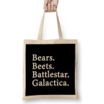 Humuts Bears Beets Battlestar Galactica the Office Jim Halpert Dwight Schrute Funny Dwight Schrute Off Uzun Saplı Açık Bej Bez Çanta