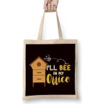 Humuts Beekeeper in My Office Honey Bee Apiarist Beekeeping Insect Uzun Saplı Açık Bej Bez Çanta