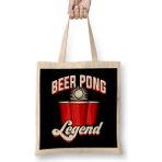 Humuts Beer Pong Legend Funny Beirut Beerpong College Uzun Saplı Açık Bej Bez Çanta
