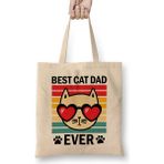 Humuts Best Cat Dad Ever Retro Design For Cats Lover Dads Aşk Kedi Bez Çanta