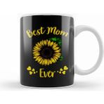 Humuts Best Mom Ever Sunflower Anneler Günü Kupa Bardak