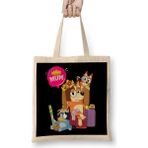 Humuts Bluey Mom Dad Funny Queen For Family Lover Bez Uzun Saplı Açık Bej Rengi Çanta
