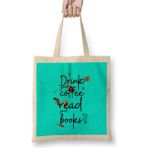 Humuts Books Funny Coffee Drinks Lover Gift Quote Vintage Retro Rainbow Style Bez Çanta