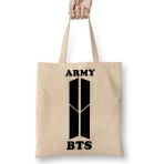 Humuts Bts Army 013 Bez Çanta Uzun Saplı - Açık Bej - 40 X 40