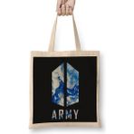 Humuts Bts Army Logo Abstract Ocean Blue Sea Kpop Army Bez Çanta