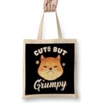 Humuts Cat Cute But Grumpy Cute Kitty Is Cute But Grumpy Kitten Upset Pouting Bez Kadın Günlük Çanta