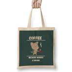 Humuts CAT Funny Coffee Drinks Lover Gift Quote - Vintage Retro Rainbow Style Bez Kadın Günlük Çanta