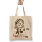 Humuts Chica De Dibujos Animados Love My Life Uzun Saplı Açık Bej Bez Çanta