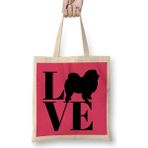 Humuts Chow Chow Dog Love Chow Chow 01 Açık Bej Uzun Saplı Bez Çanta