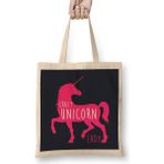 Humuts Crazy Unicorn Lady Açık Bej Uzun Saplı Bez Çanta