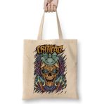 Humuts Criticalz Skull Tribal Açık Bej Uzun Saplı Bez Çanta