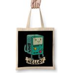 Humuts Cute Adventure Time Bmo Hello Açık Bej Uzun Saplı Bez Çanta
