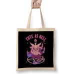 Humuts Cute As Hell Anime Kawaii Baphomet Pastel Goth Pun Bez Çanta