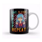 Humuts Cute Eat Sleep K Pop Repeat Kawaii Anime Girl Kpop Kupa Bardak