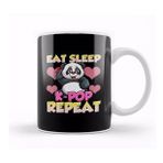 Humuts Cute Eat Sleep K Pop Repeat Kawaii Panda Kpop Kupa Bardak