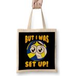 Humuts Cute Funny But I Was Set Up Volleyball Ball Pun Uzun Saplı Açık Bej Bez Çanta