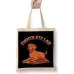 Humuts Cute Funny Chocolate Lab Pun Brown Labrador Dog Uzun Saplı Açık Bej Bez Çanta