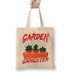 Humuts Cute Funny Garden Gangster Planting Pun Uzun Saplı Açık Bej Bez Çanta