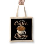 Humuts Cute Funny I Run On Coffee Chaos And Cuss Words Bez Uzun Saplı Açık Bej Rengi Çanta