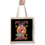 Humuts Cute Funny Just A Girl Who Loves Anime Bez Uzun Saplı Açık Bej Rengi Çanta