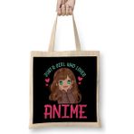 Humuts Cute Funny Just A Girl Who Loves Anime Manga Bez Uzun Saplı Açık Bej Rengi Çanta