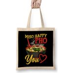 Humuts Cute Funny Miso Happy Pho You Miso Soup Pun Bez Uzun Saplı Açık Bej Rengi Çanta